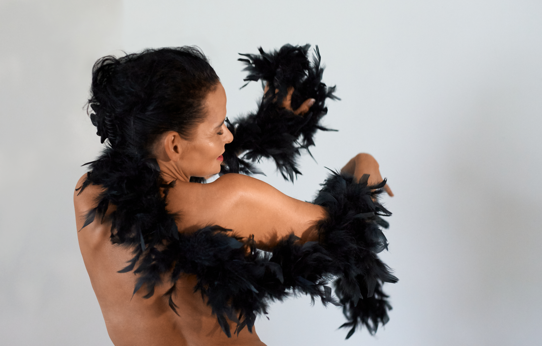 Dancing with feather boa